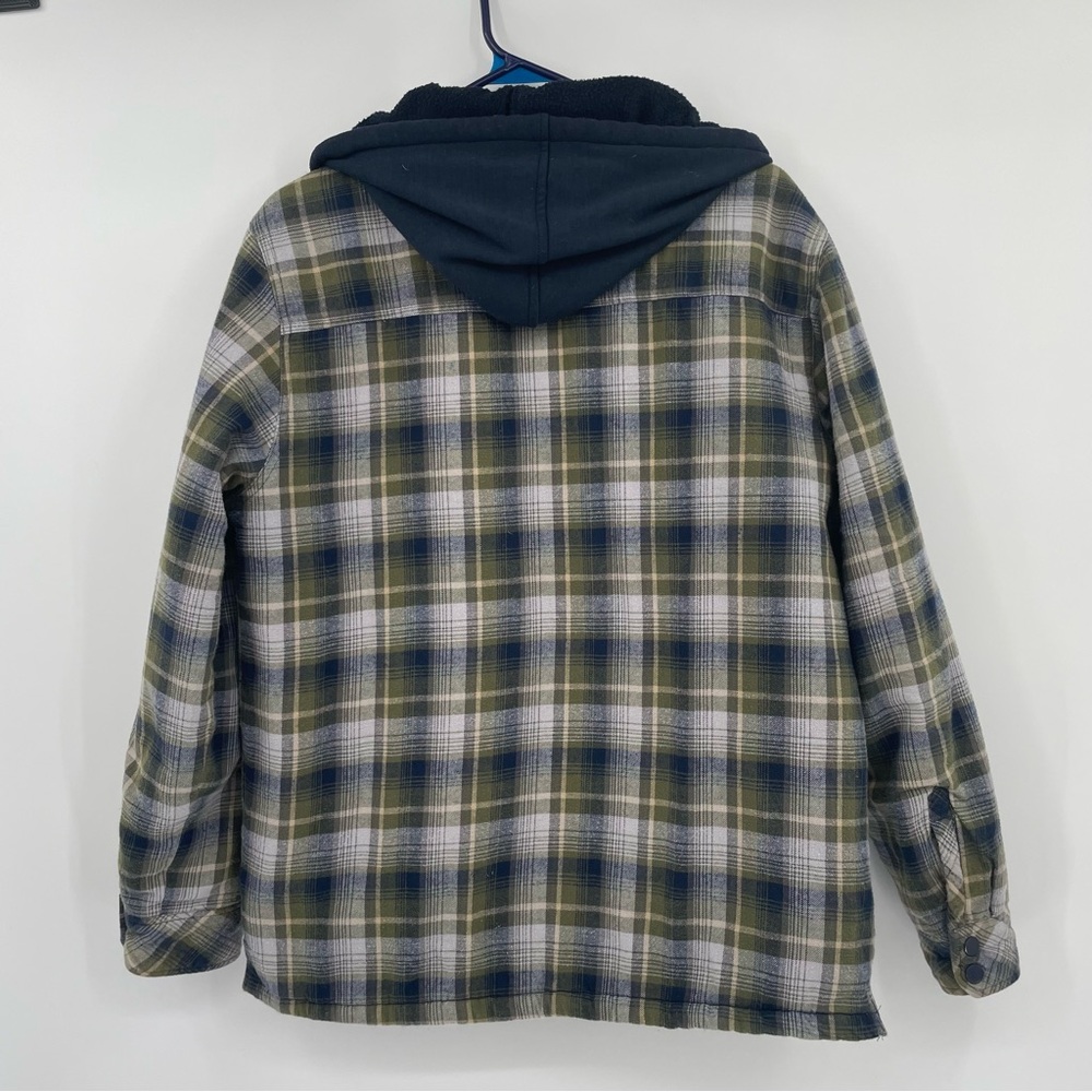 Boston Traders Coat Quilter Flannel Hooded Zip up & button close 2 Pockets M - Picture 7 of 15